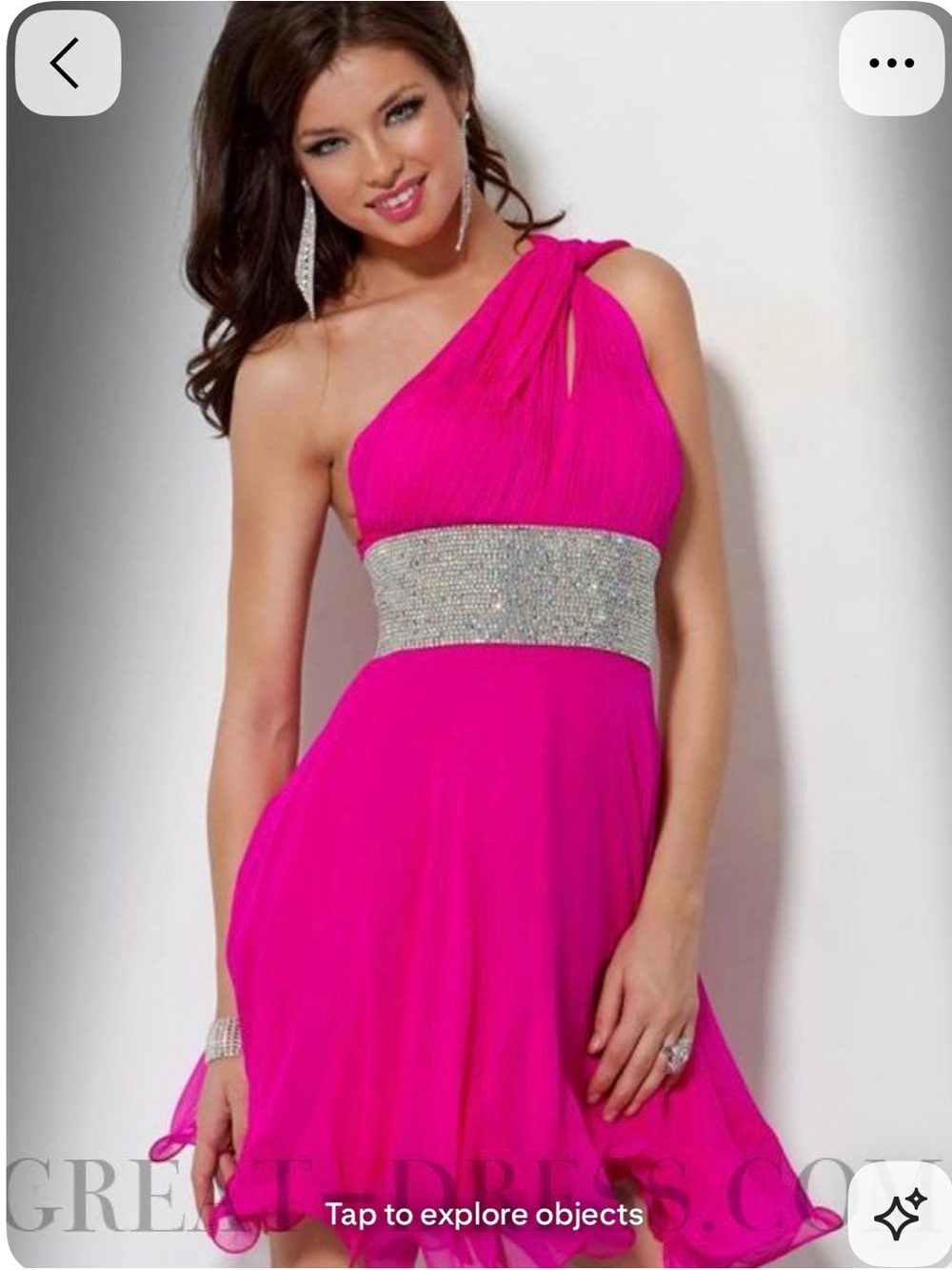 Jovani Hot Pink Mini Dress with Silver Sequin Waistband
